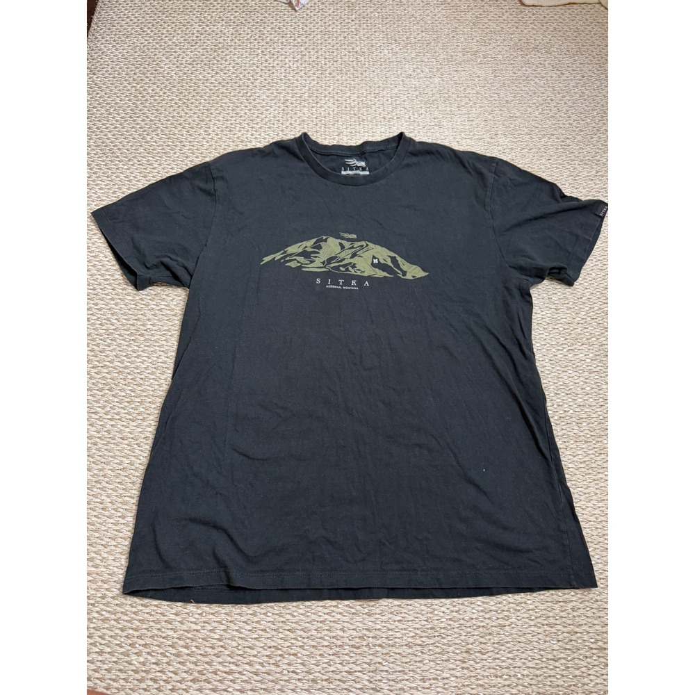Sitka Gear Mens XL Black Bozeman Montana Mountain Graphic T-Shirt Short Sleeve